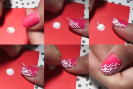 Рисование иголкой на ногтях