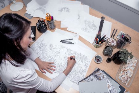 Пейзаж цветными карандашами