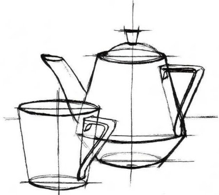 Рисование с натуры предметов комбинированной формы чайник самовар