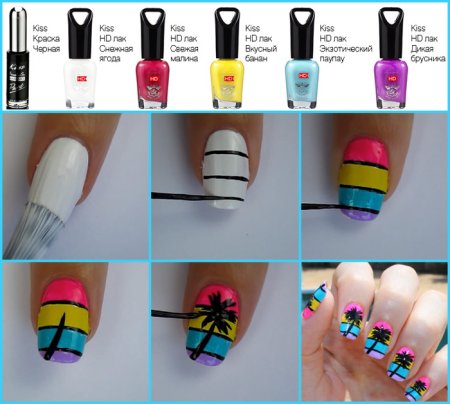 Идея для рисования на ногтях фломастерами