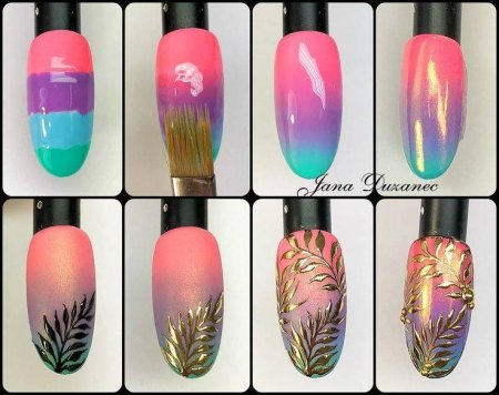 Градиент на ногтях пошагово