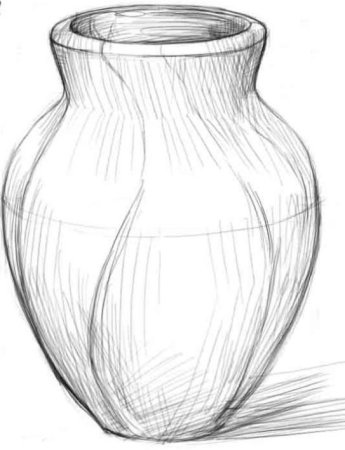 Поэтапное рисование вазы карандашом
