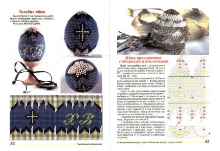 Схема вязания крючком бисером пасхального яйца