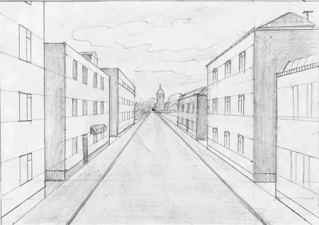 Пейзаж города линейная перспектива