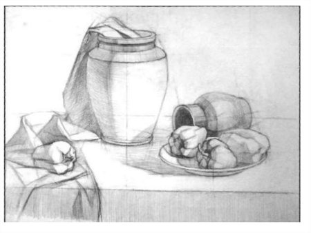 Линейно конструктивный рисунок с лёгким тоном