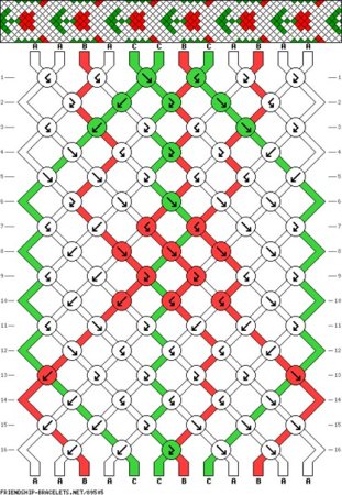 Схемы фенечки косого плетения из 4 цветов