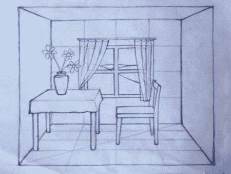 Рисование интерьера комнаты легкий