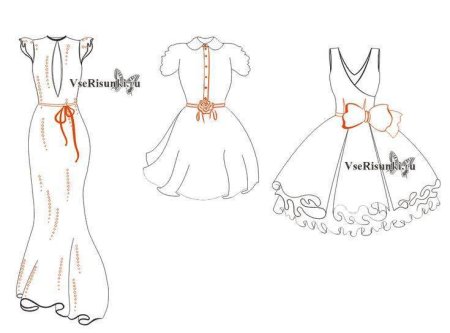 Рисунок платья карандашом для срисовки