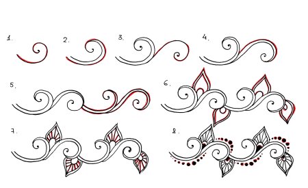 Рисунки мехенди для начинающих пошагово