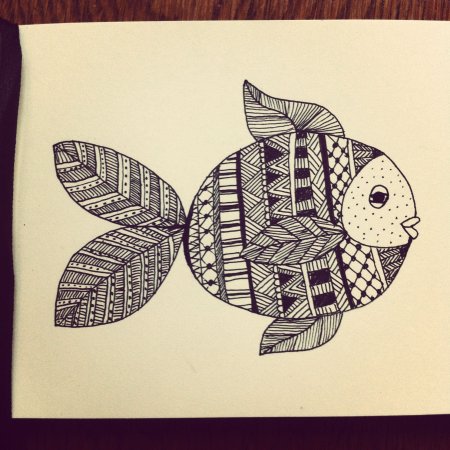 Техника Зентангл рыбка