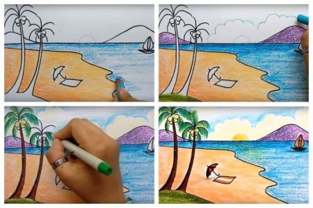 Море рисунок пошагово