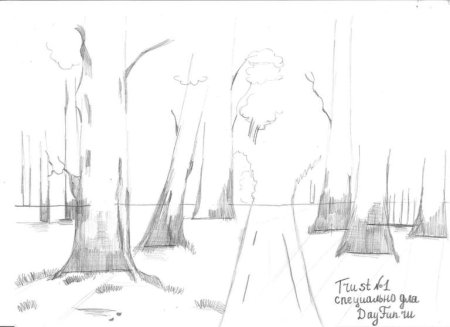 Рисунок леса карандашом для срисовки