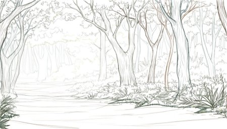 Нарисовать лес карандашом