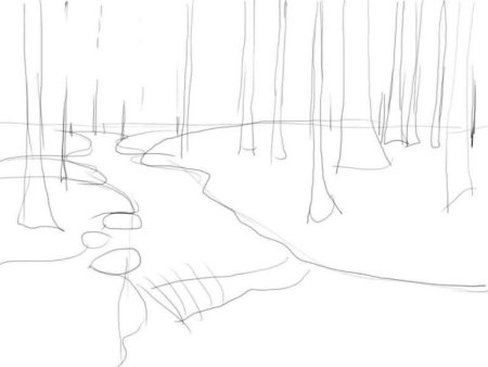 Лес карандашом для начинающих