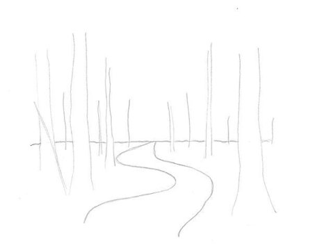 Лес карандашом легко