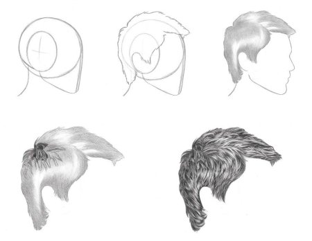 Поэтапное рисование прически
