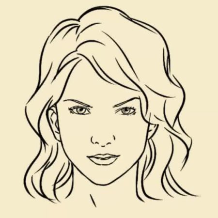Шаблон женского лица для рисования
