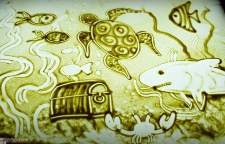 Рисование песком на стекле для детей