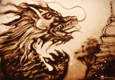 Рисование песком море