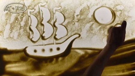 Рисование песком на стекле