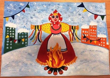 Масленица детские рисунки