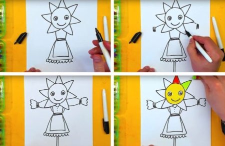 Поэтапное рисование чучела Масленицы