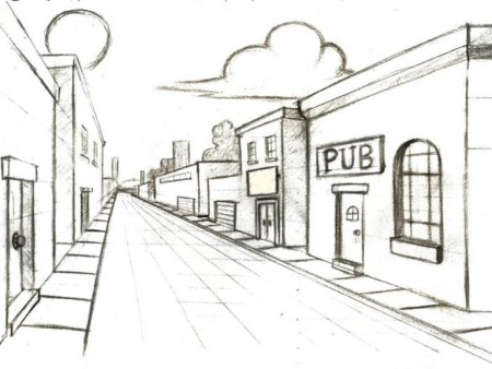 Зарисовка города линейная перспектива