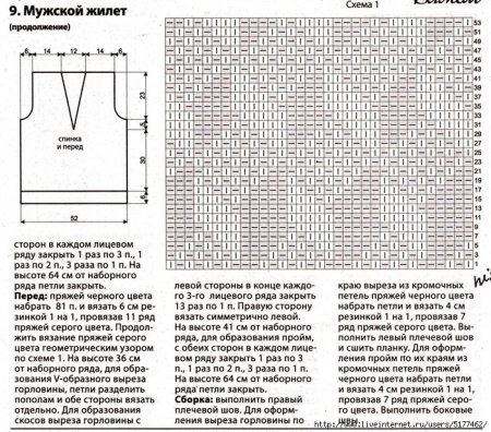 Вязаный мужской жилет 50 размер спицами схемы описание
