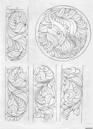 Плоскорельефная резьба с подборным фоном