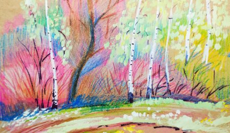 Рисование весеннего пейзажа