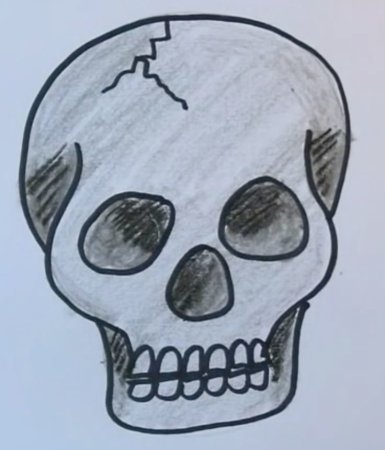 Поэтапность рисования черепа