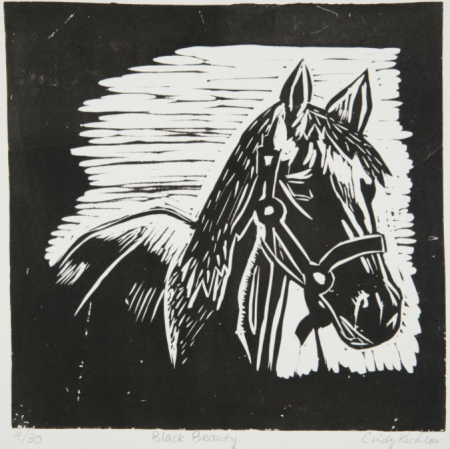 Линогравюра коней