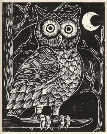 Граттаж Филин