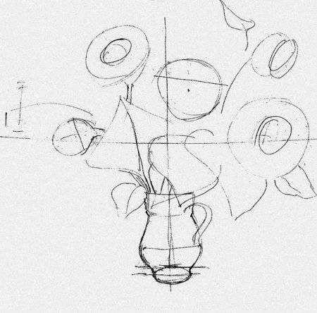 Конструктивное рисование цветов