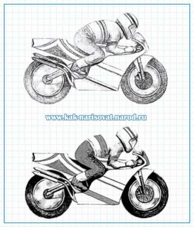 Мотоцикл сбоку карандашом
