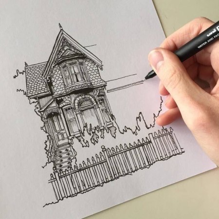 Архитектурные скетчи ручкой