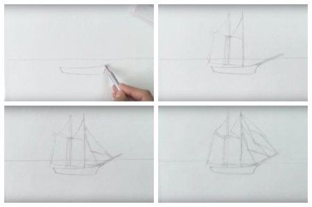 Корабль карандашом для начинающих