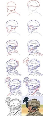 Поэтапный рисунок военного