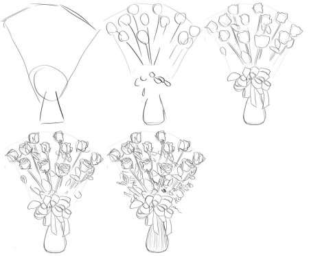 Поэтапное рисование ваза с цветами