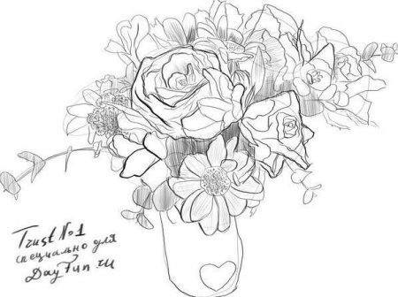 Поэтапное рисование розы в вазе