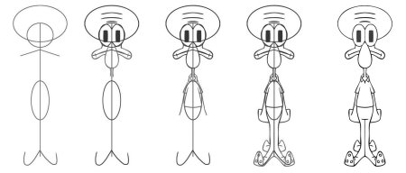 Нарисовать Сквидварда поэтапно карандашом