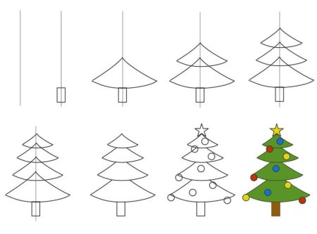 Поэтапное рисование елки