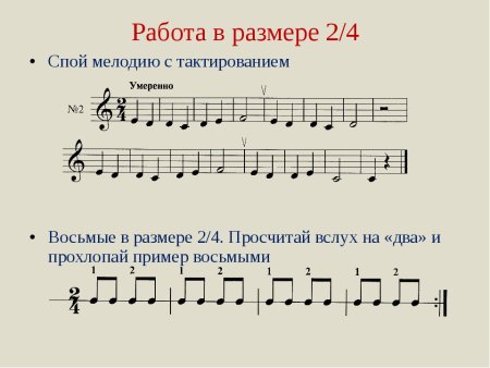 Такт Тактовая черта размер 2/4