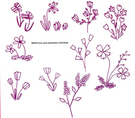 Простые схемы для вышивания лентами