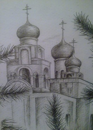 Церковь карандашом