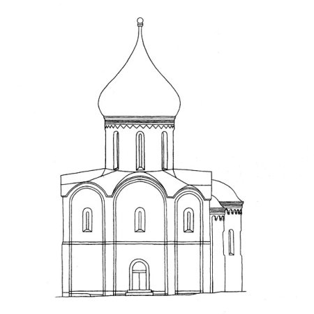 Церковь вдалеке в карандаше