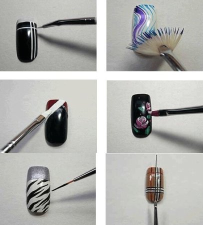 Узоры на ногтях кисточкой