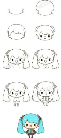 Кавайные рисунки пошагово