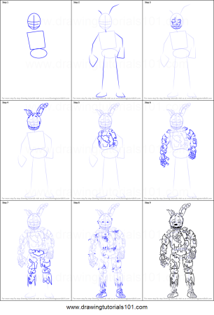 Рисование по этапно ФНАФ для начинающих