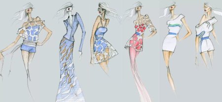 Наброски одежды модельеров
